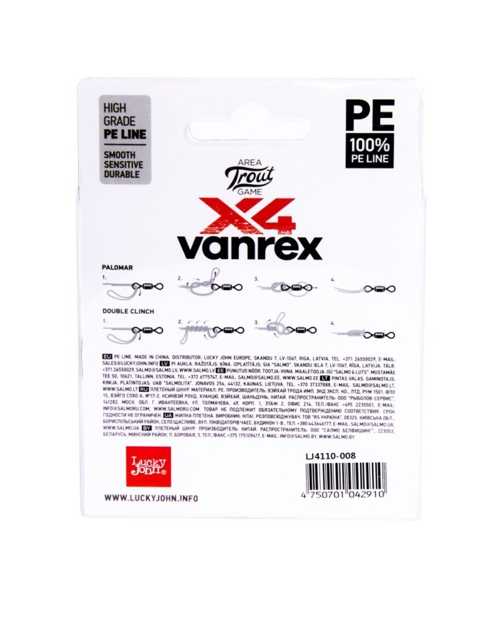Plecionka Lucky John Vanrex Area Trout Gamex4 Pink 125m 0.08mm