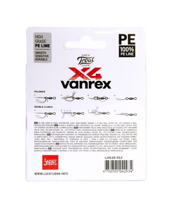 Plecionka Lucky John Vanrex Area Trout Gamex4 Pink 125m 0.12mm