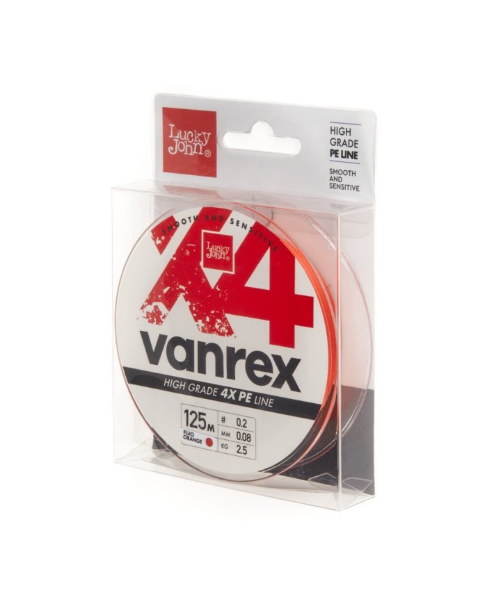 Plecionka Lucky John Vanrex X4 Braid Fluo Orange 125m 0.08mm