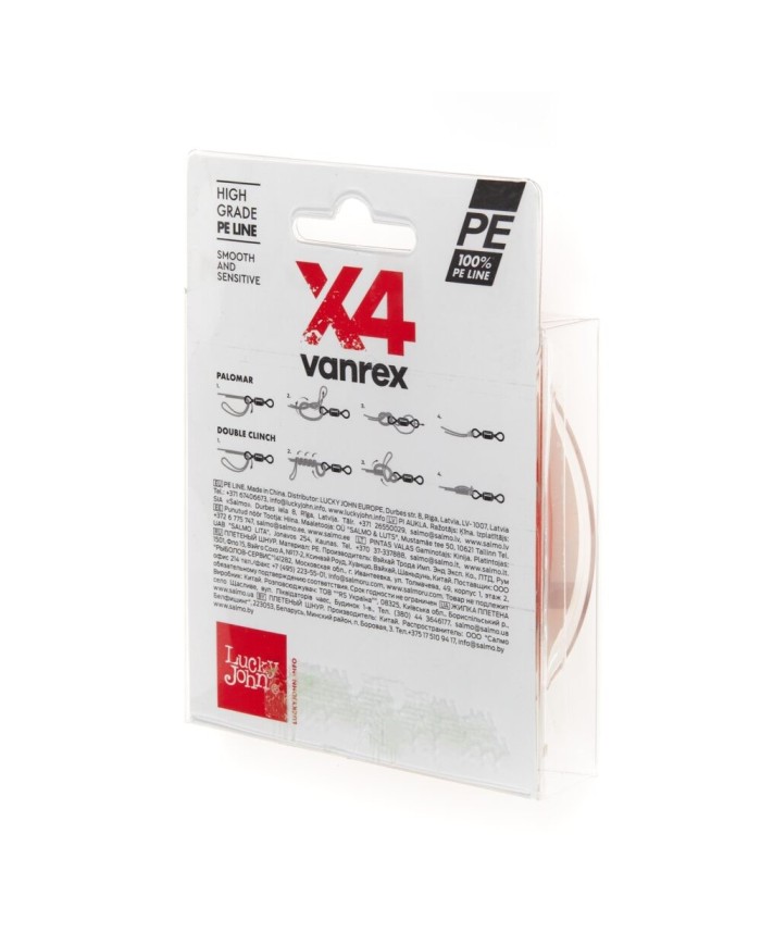 Plecionka Lucky John Vanrex X4 Braid Fluo Orange 125m 0.12mm