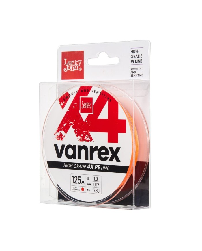 Plecionka Lucky John Vanrex X4 Braid Fluo Orange 125m 0.17mm