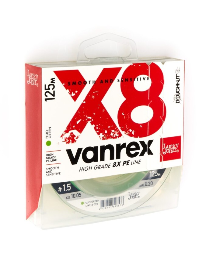 Plecionka Lucky John Vanrex X8 Braid Fluo Green 125m 0.20mm