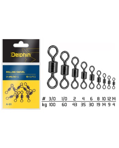 Krętlik Delphin A-01 - 7szt roz. 3/0