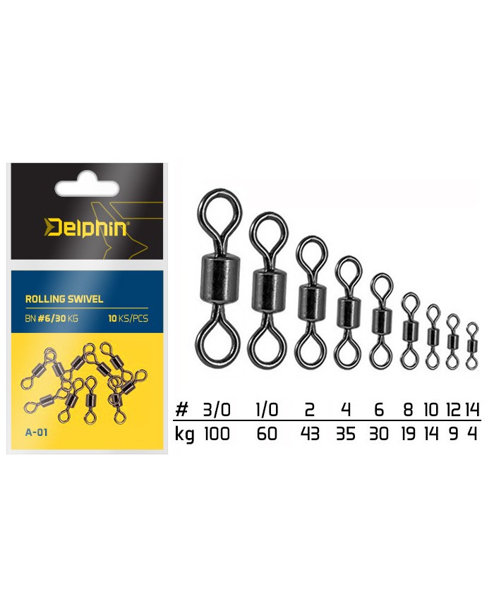 Krętlik Delphin A-01 - 7szt roz. 3/0
