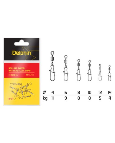 Krętlik Z Agrafką Delphin Fastlock Snap roz. 6