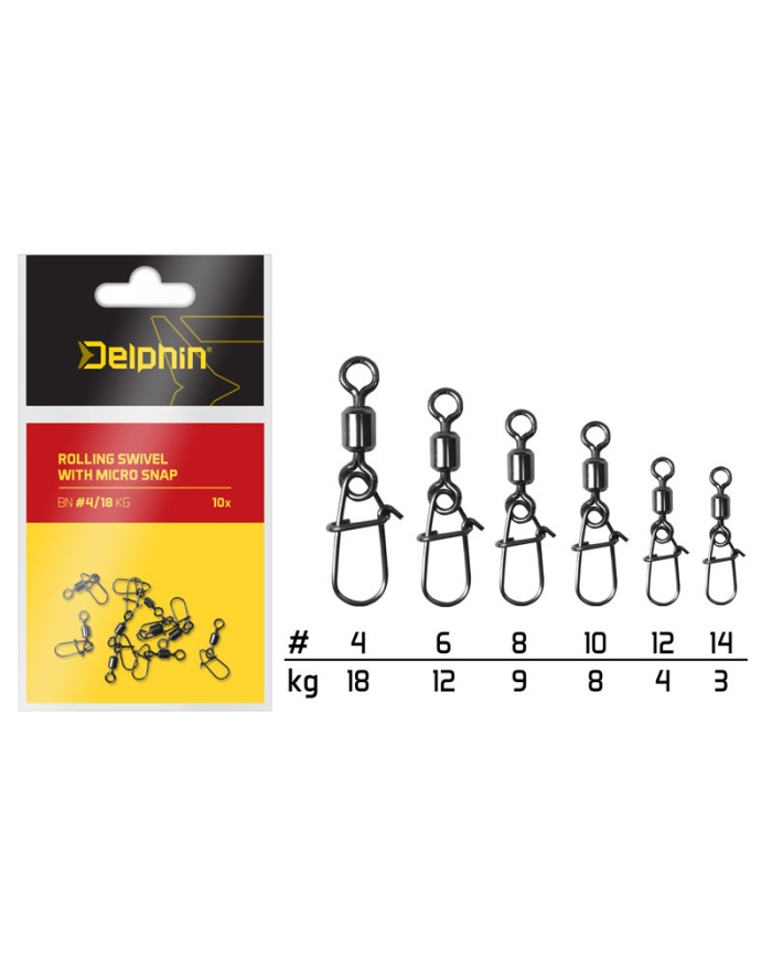 Krętlik Z Agrafką Delphin MicroSnap 10szt - 6/12kg