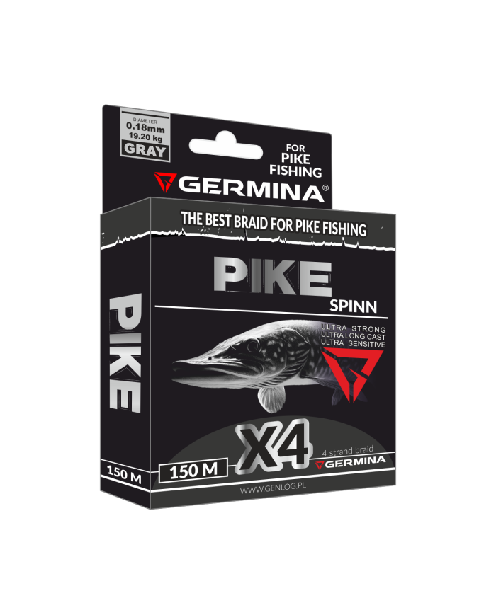 Plecionka GERMINA Pike Spinn Braid X4 0,18mm 19,20kg 150m