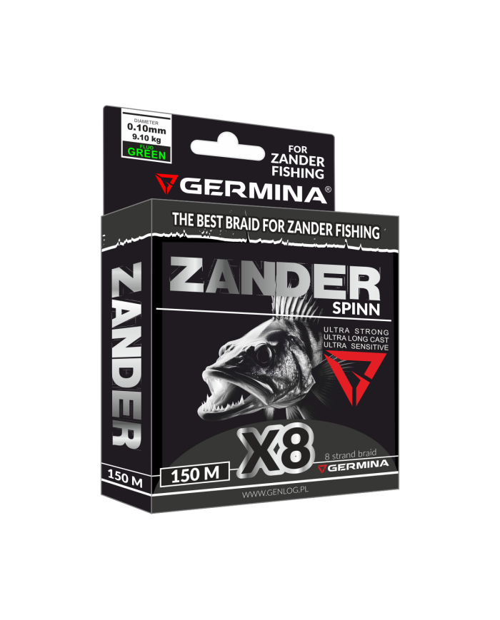 Plecionka GERMINA Zander Spinn Braid X8 0,10mm 9,10kg 150m