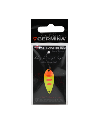 Błystka Wahadłowa GERMINA Trout Spoon 2.5g - Orange Tiger Błystka Wahadłowa GERMINA Trout Spoon 2.5g - Orange Tiger