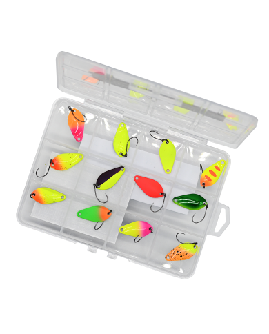 Zestaw 12x Błystka Wahadłowa GERMINA Trout Spoon 1.5 g + Pudełko Zestaw 12x Błystka Wahadłowa GERMINA Trout Spoon 1.5 g + Pudełko