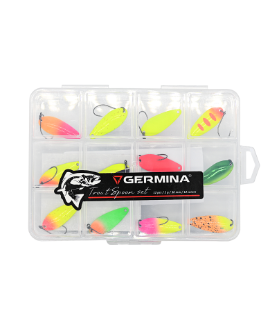 Zestaw 12x Błystka Wahadłowa GERMINA Trout Spoon 2g + Pudełko Zestaw 12x Błystka Wahadłowa GERMINA Trout Spoon 2g + Pudełko