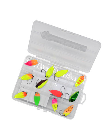 Zestaw 12x Błystka Wahadłowa GERMINA Trout Spoon 2.5g + Pudełko Zestaw 12x Błystka Wahadłowa GERMINA Trout Spoon 2.5g + Pudełko