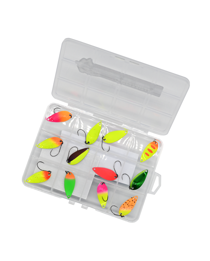 Zestaw 12x Błystka Wahadłowa GERMINA Trout Spoon 2.5g + Pudełko