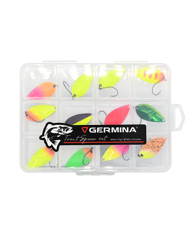 Zestaw 12x Błystka Wahadłowa GERMINA Trout Spoon 3g + Pudełko Zestaw 12x Błystka Wahadłowa GERMINA Trout Spoon 3g + Pudełko