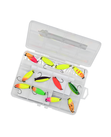 Zestaw 12x Błystka Wahadłowa GERMINA Trout Spoon 3.5g + Pudełko Zestaw 12x Błystka Wahadłowa GERMINA Trout Spoon 3.5g + Pudełko